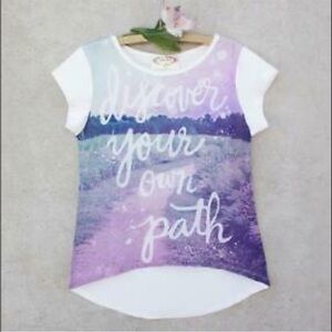 Joyfolie Lavender and White Short Sleeve Tee